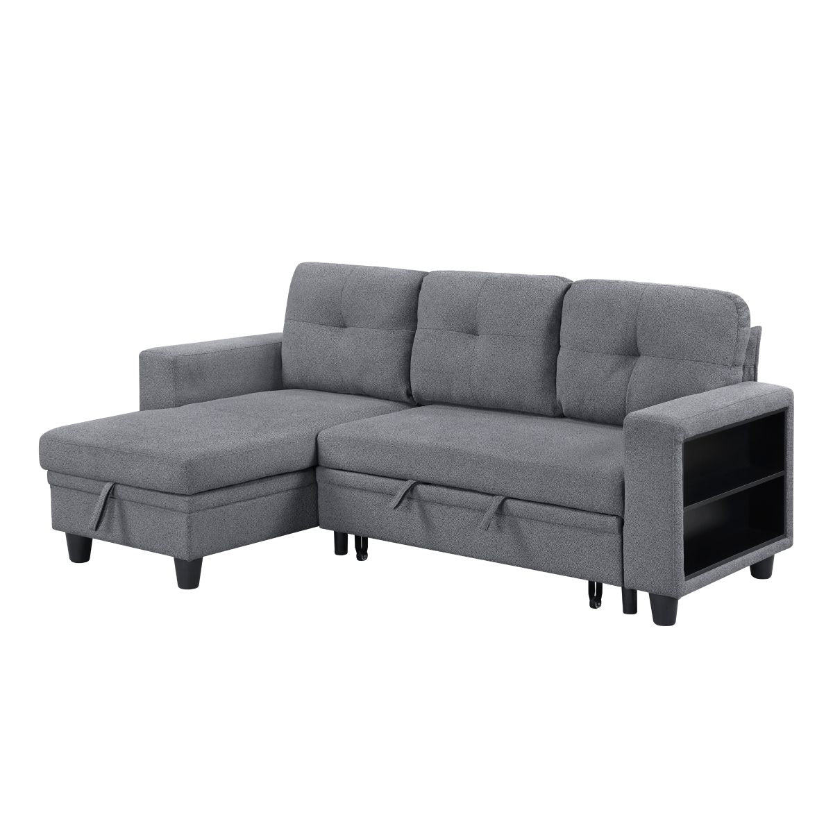 Robinson Sectional with Reversible Chaise, Pull-out Bed, Shelves and Charging Ports