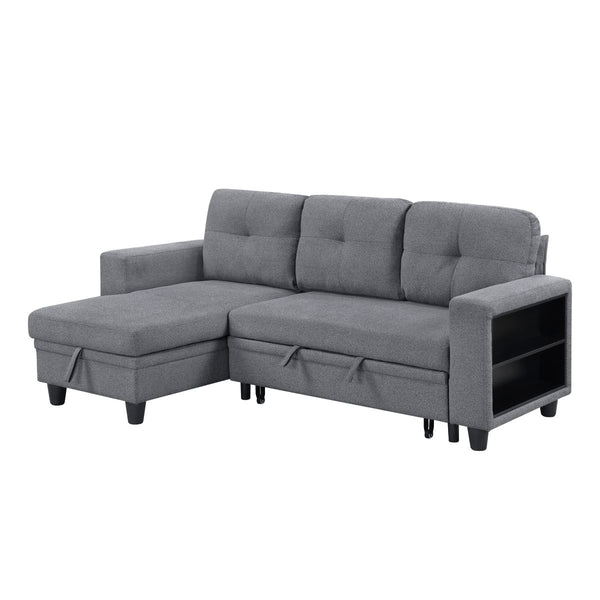 Robinson Sectional with Reversible Chaise, Pull-out Bed, Shelves and Charging Ports