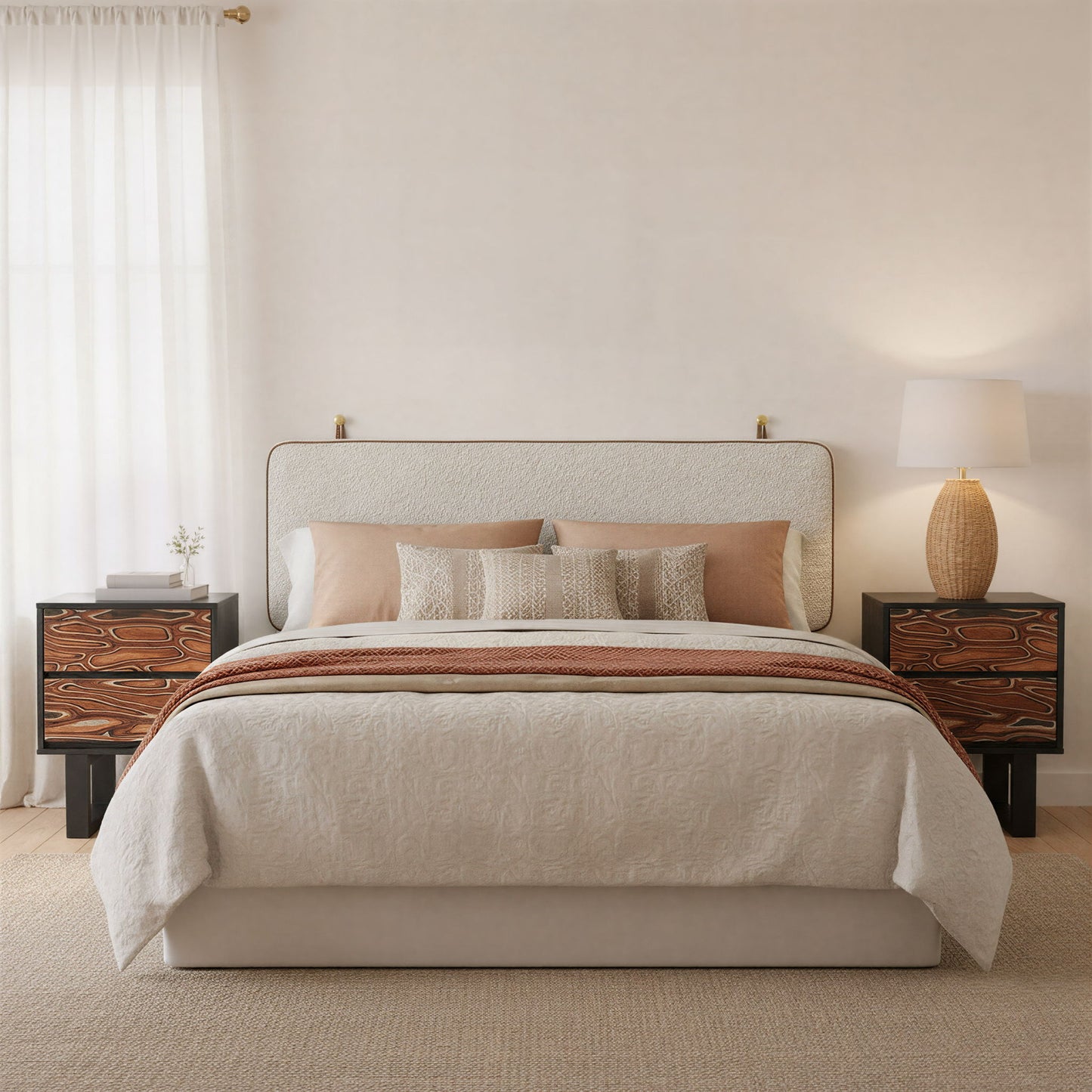 Bela - Floating Queen Headboard - White / Ivory