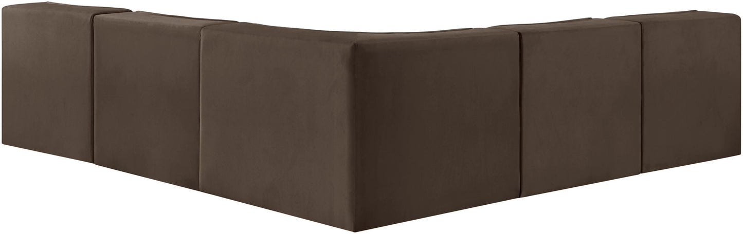Rummi - Armless Velvet Performance Fabric Upholstered 5 Piece Modular Sectional