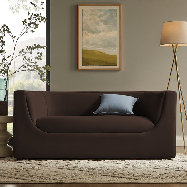 Hilda 67" Curved Back Performance Velvet Loveseat - Chocolate Brown