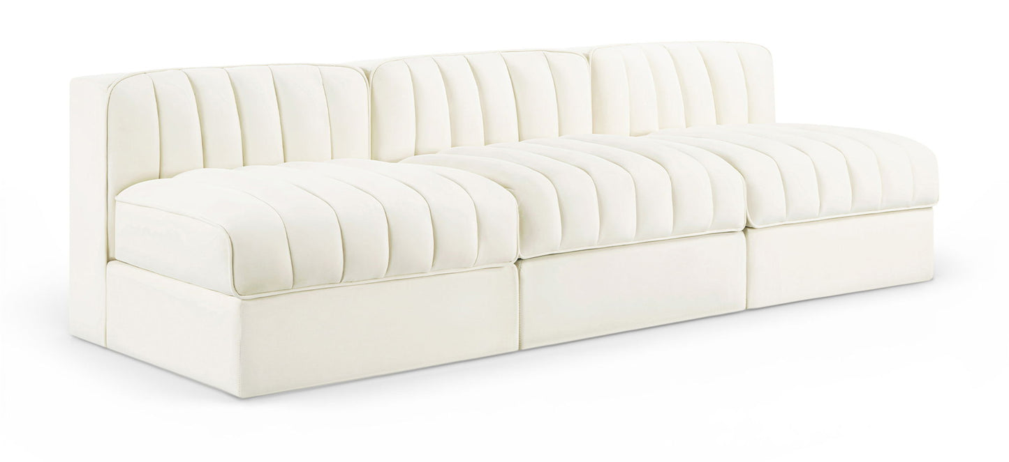 Rummi - Velvet Performance Fabric Upholstered 3 Piece Modular Armless Sofa