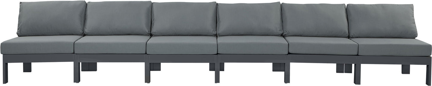 Nizuc - Outdoor Patio 6 Seat Armless Modular Sofa With Gray Frame