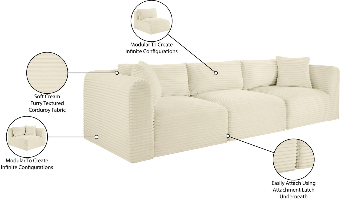 Shaggy - 3 Seat Modular Sofa