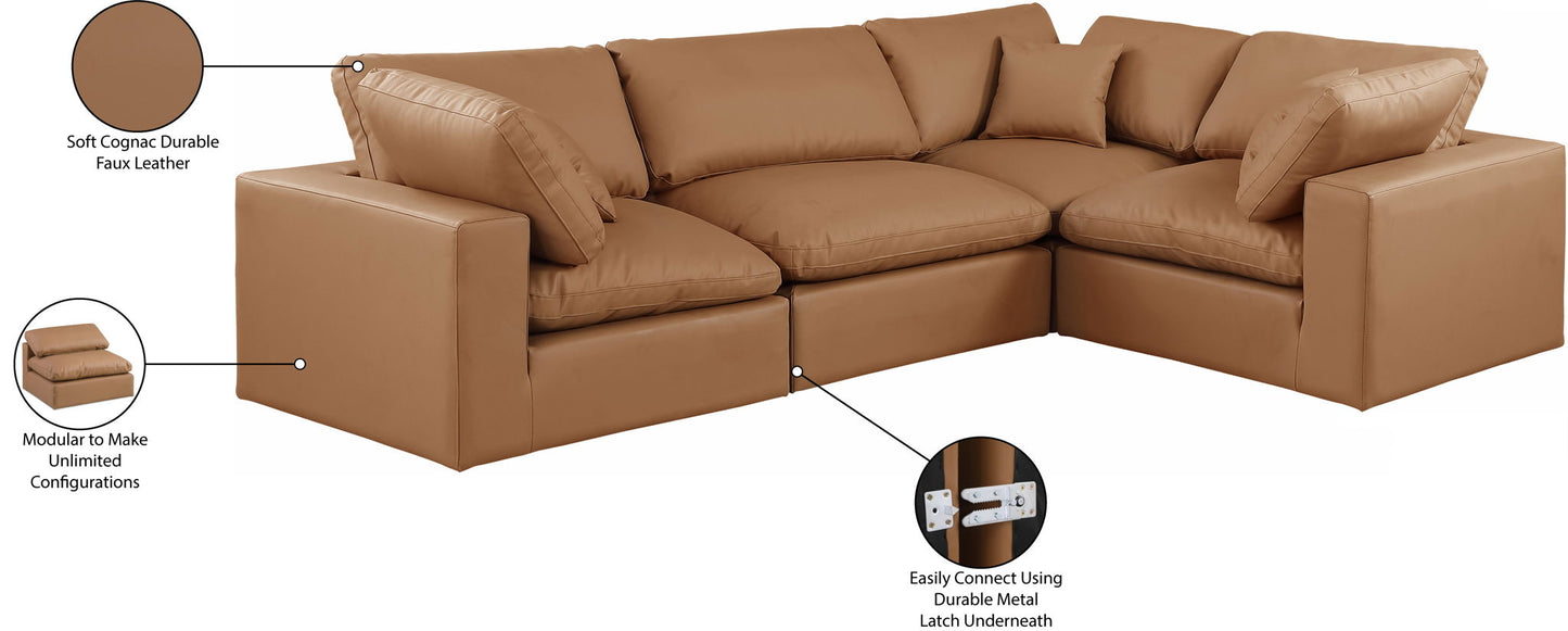 Comfy - 4 Piece Faux Leather Modular Sectional