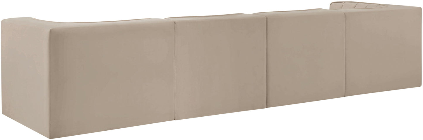 Rummi - Velvet Performance Fabric Upholstered 4 Piece Modular Sofa