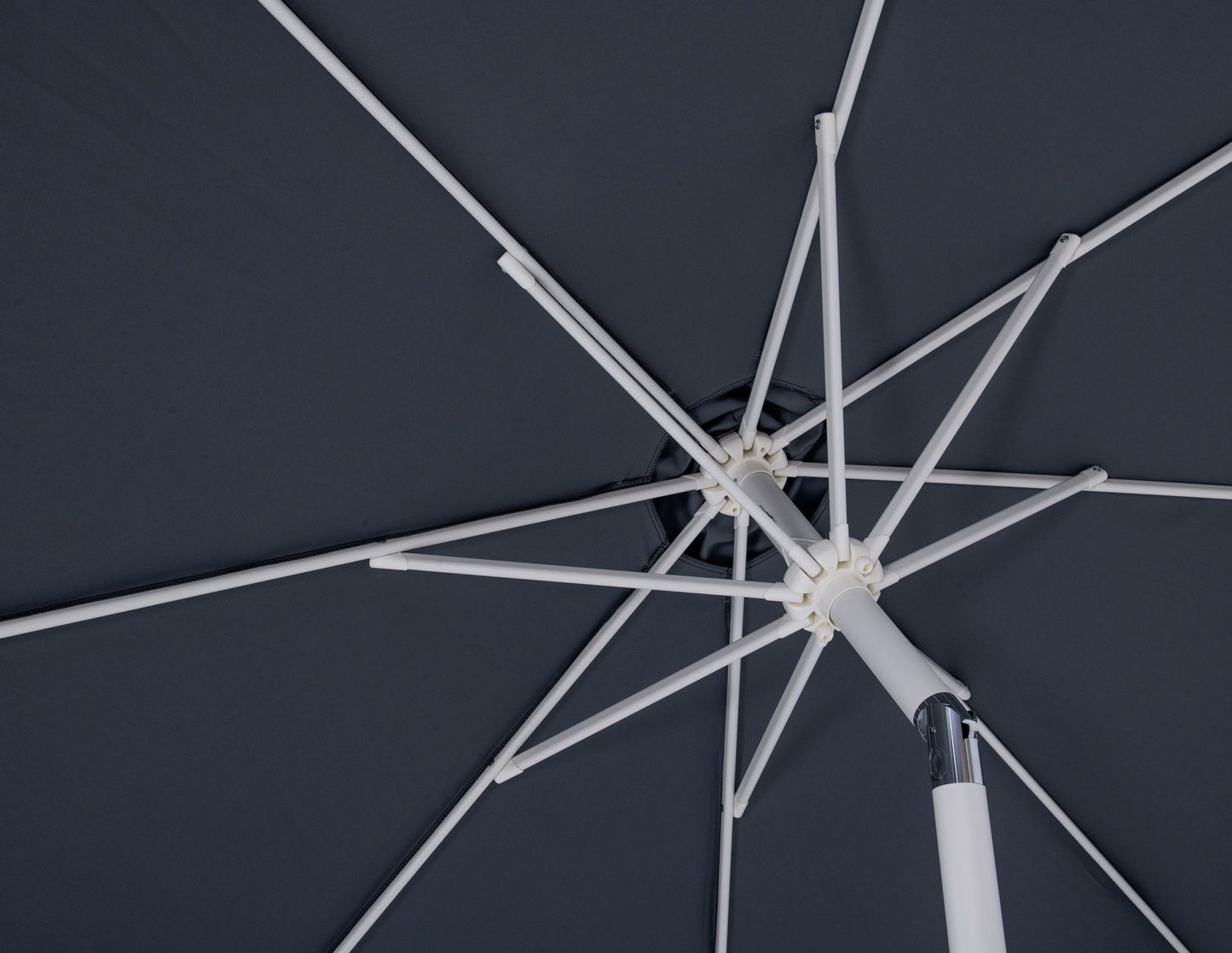 Fiji - Aluminum Patio Umbrella With Round Teak And White Base