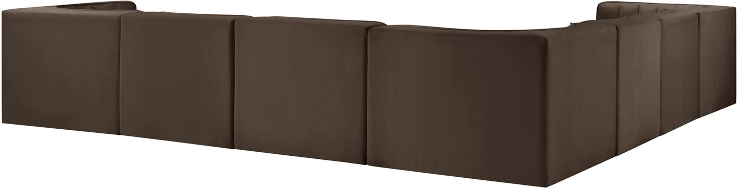 Rummi - Symmetrical Velvet Performance Fabric Upholstered 7 Piece Modular Sectional (With 3 Corner Chairs)