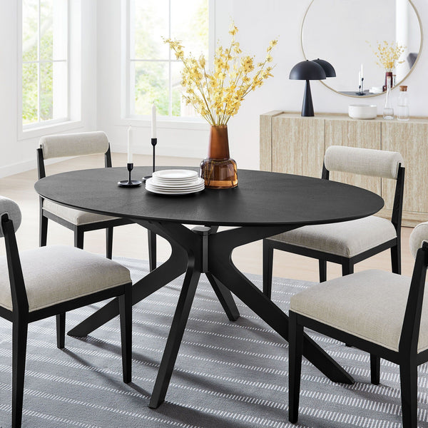 Crossroads Wood Dining Table - 63" Oval, Black