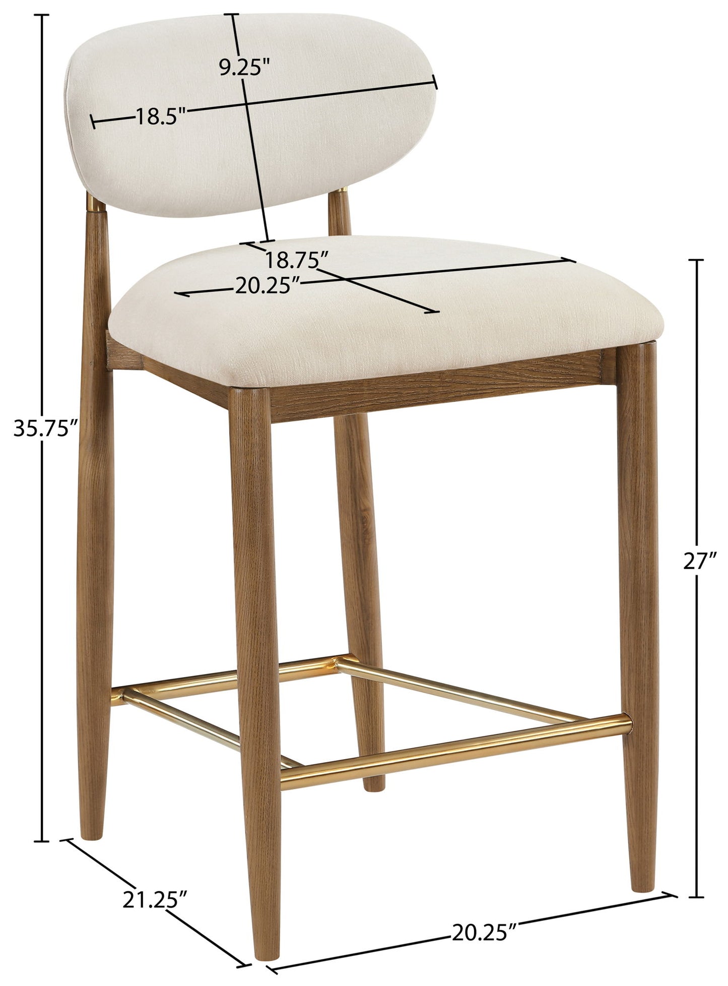 Riccio - Fabric Stool - Walnut Frame