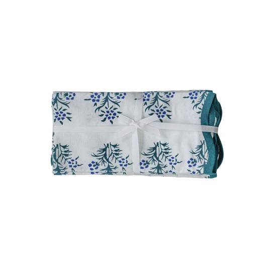 Crissy - Cotton Canvas Printed Napkins (Set of 4) - Blue Cornflower