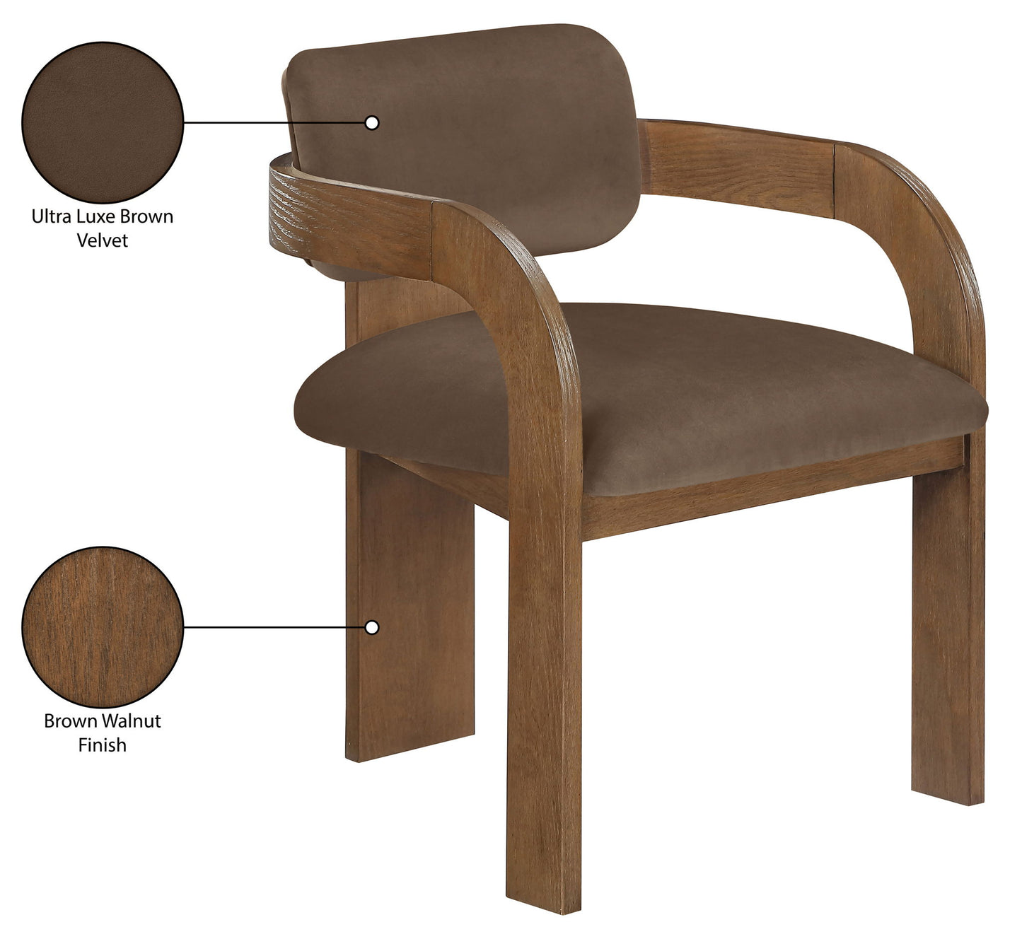 Cedra - Velvet Performance Fabric Upholstered Dining Chair (Set of 2) - Brown Frame