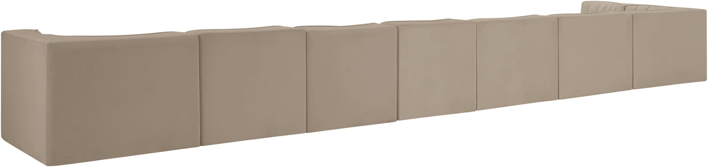 Rummi - Velvet Performance Fabric Upholstered 8 Piece Modular Sectional, L-Shaped (Right)