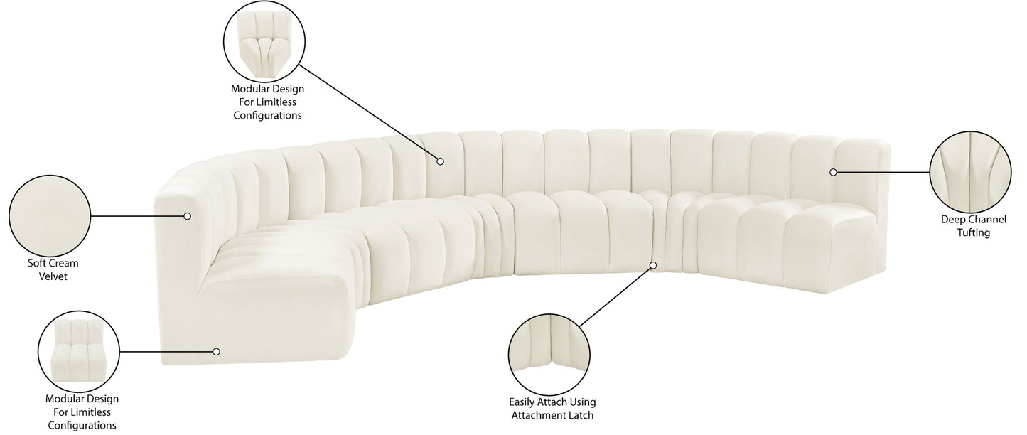 Arc - Velvet 7 Piece U-Shaped Modular Sofa