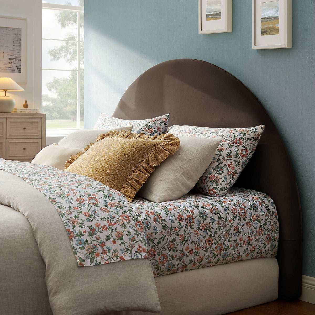 Modway Resort Performance Velvet Arched Headboard - Queen, Chocolate Brown