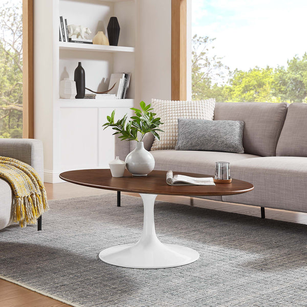Lippa Oval Wood Coffee Table - 48", Walnut