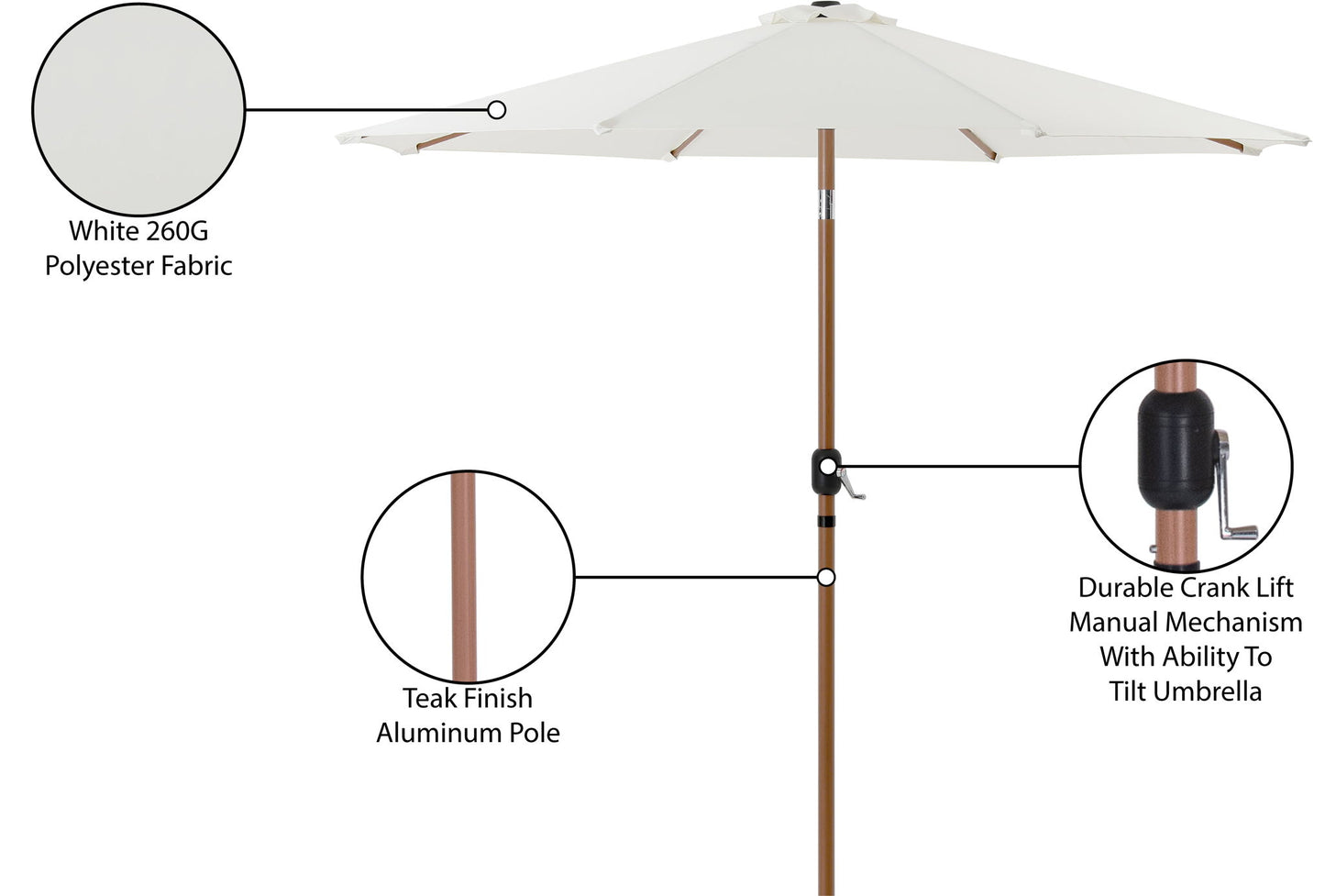 Fiji - Patio Umbrella With Teak Pole