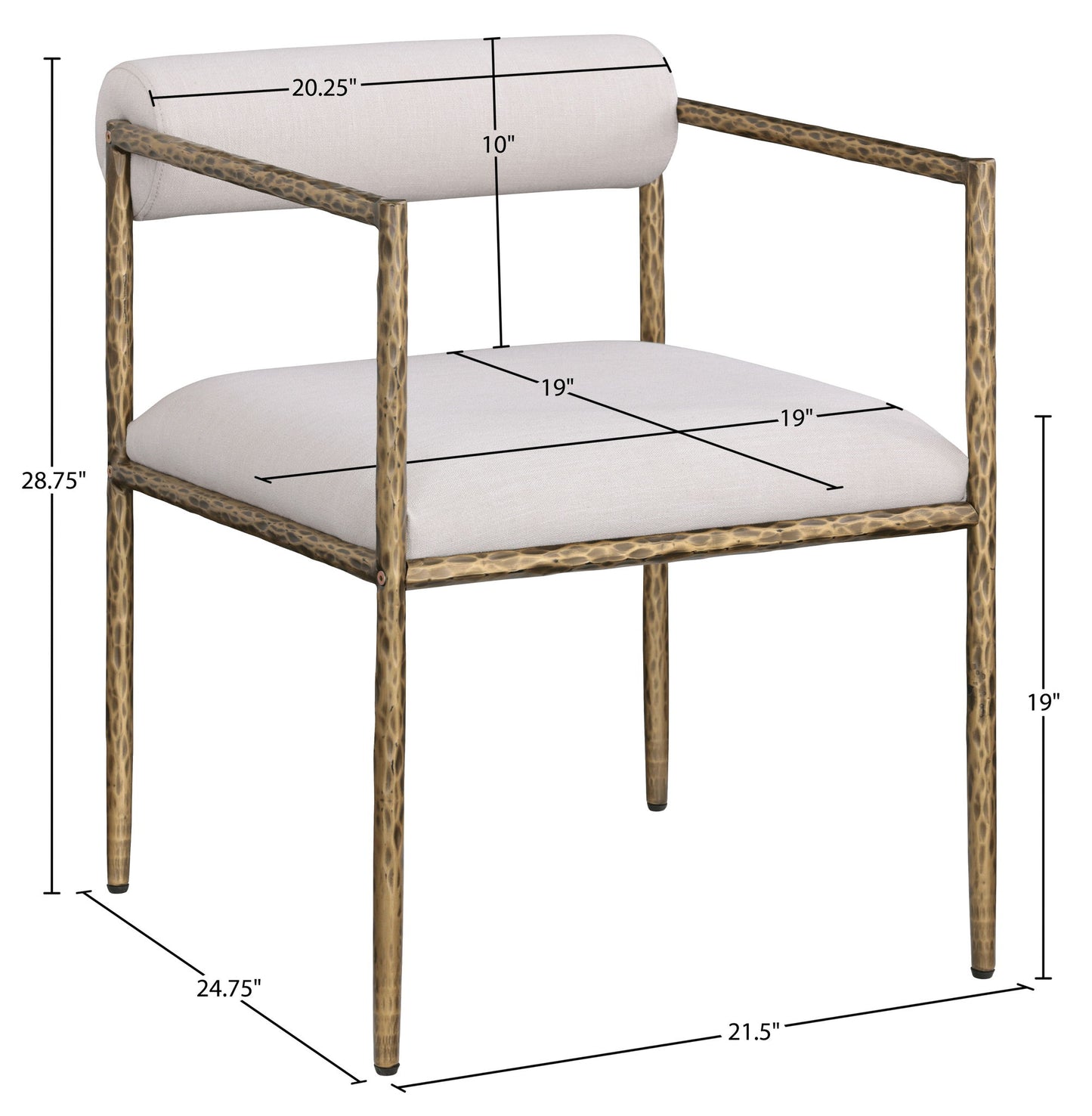 Axis - Linen Textured Beige Fabric Upholstered Dining Chair (Set of 2)