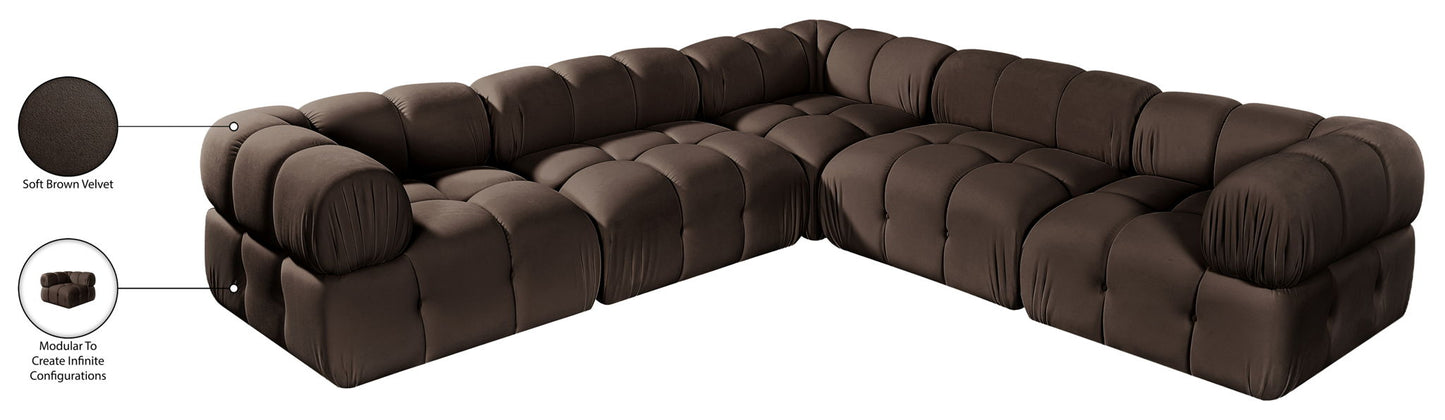 Orin - Velvet 5 Piece Modular Corner Sectional