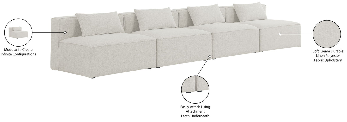 Cube - Linen Modular 4 Seat Armless Sofa