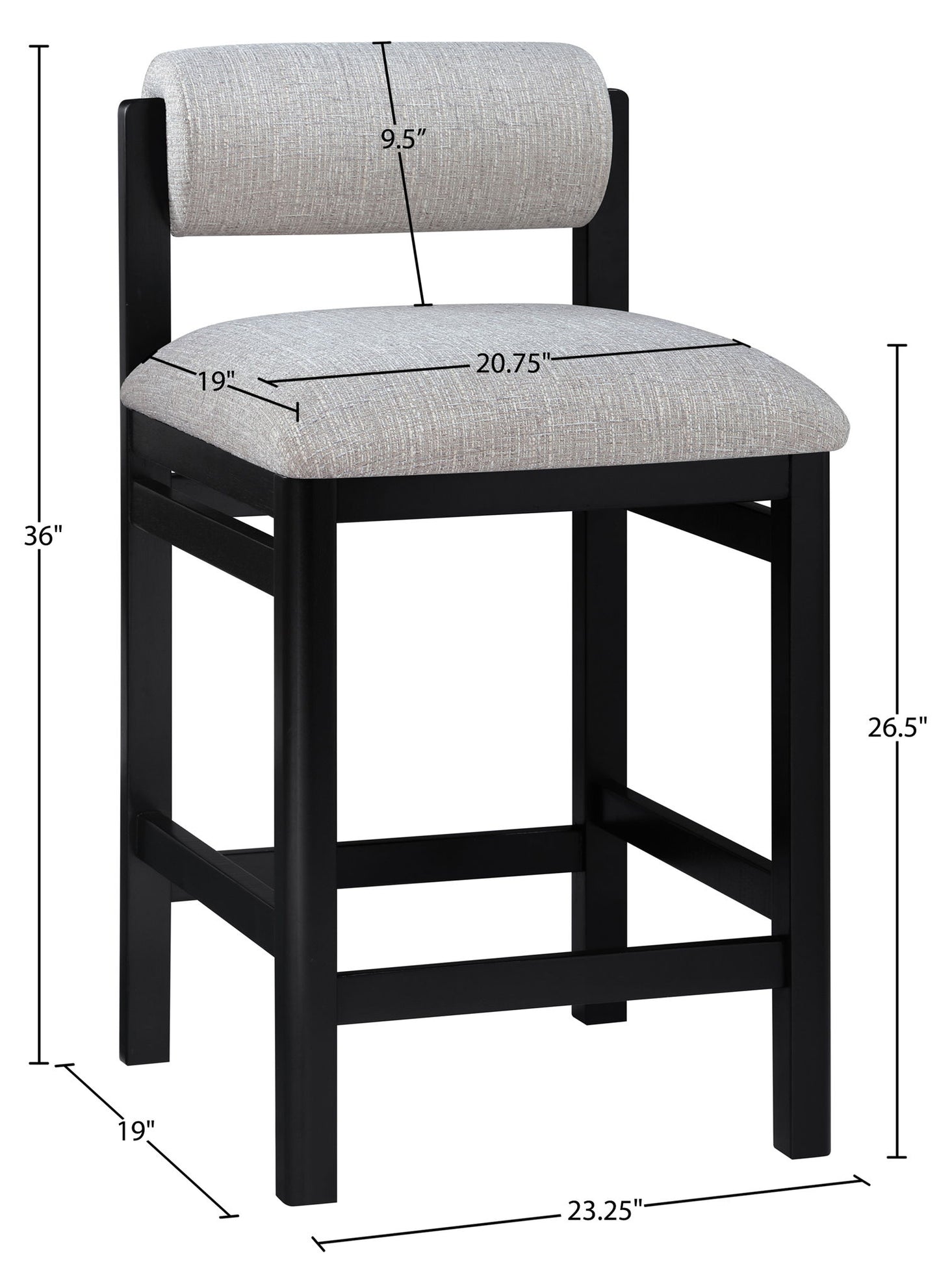 Roundhill - Fabric Counter Stool - Black Frame