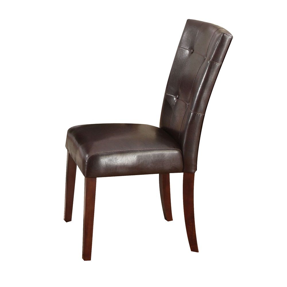 Britney - 20" Side Chair (Set of 2) - Espresso Synthetic Leather & Walnut