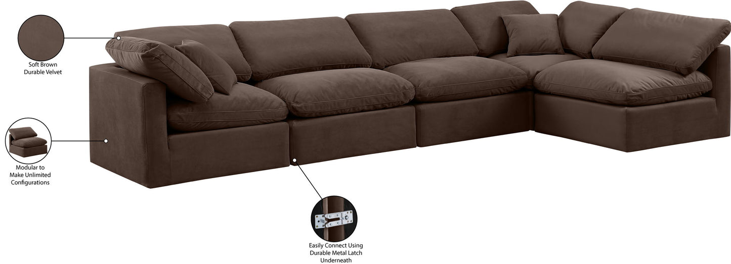 Indulge - Velvet 5 Piece Modular Sectional