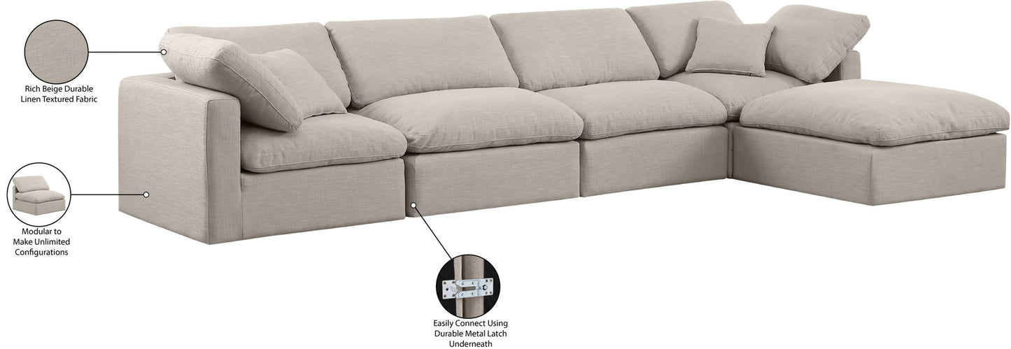 Indulge - Linen 5 Piece Modular Sectional With Chaise