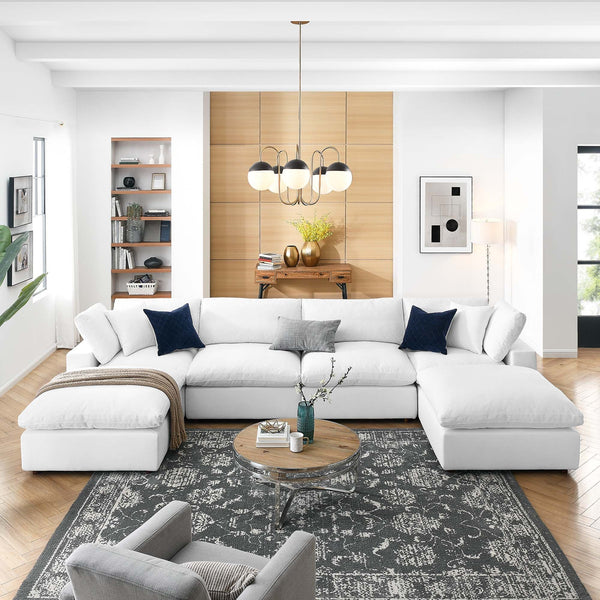 Commix 6-Piece Down Filled Overstuffed Sectional Sofa - Pure White