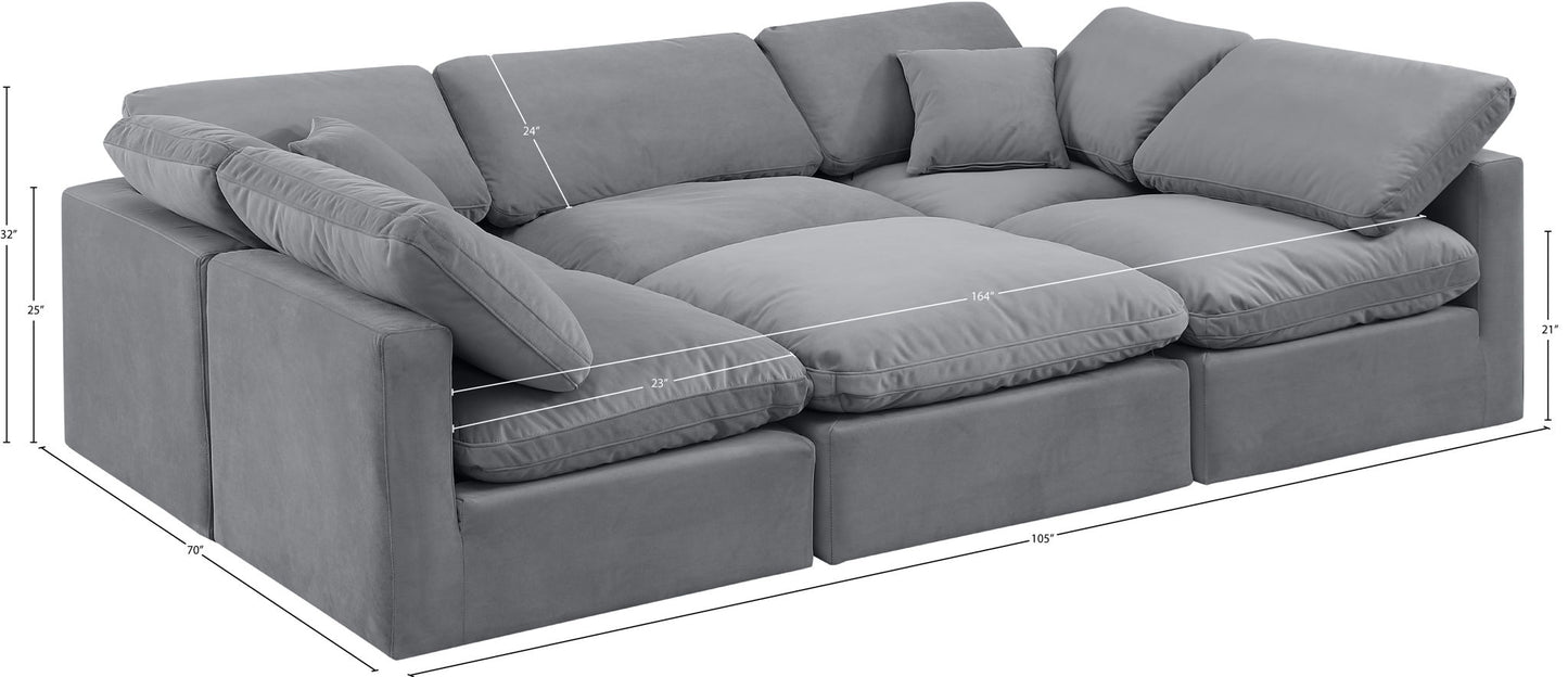 Indulge - Velvet 6 Piece Modular Sectional