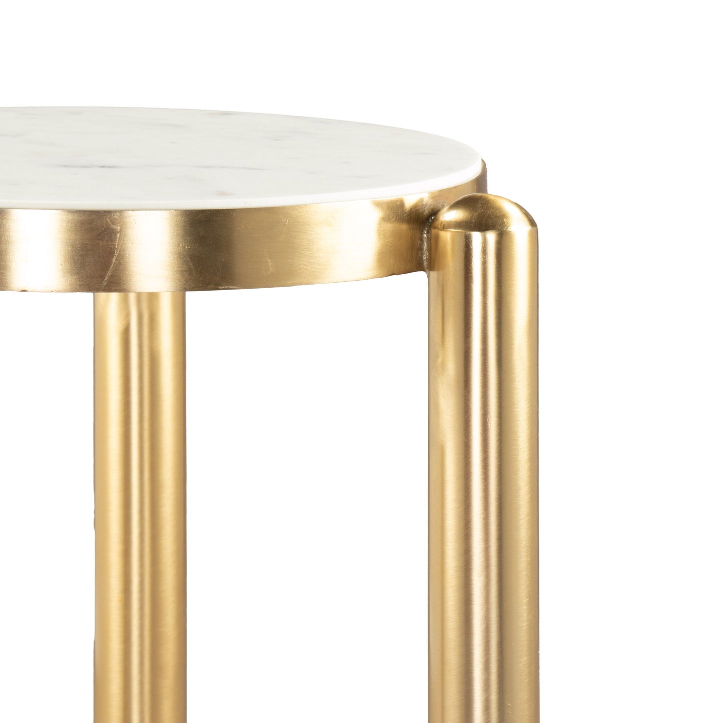 Noan - Side Table - White / Gold