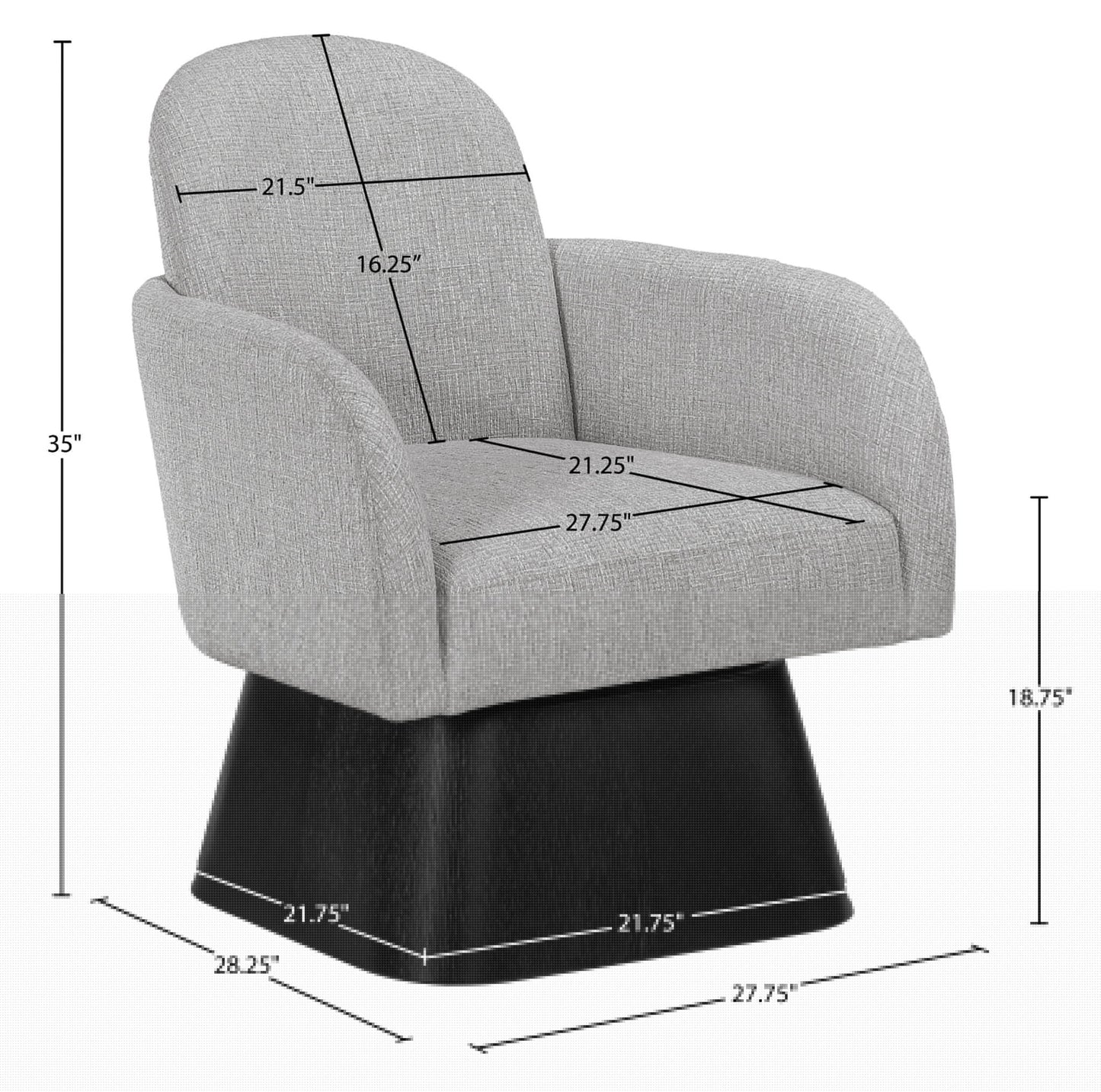 Marlowe - Linen Textured Fabric Upholstered Swivel Accent Chair - Stained Black