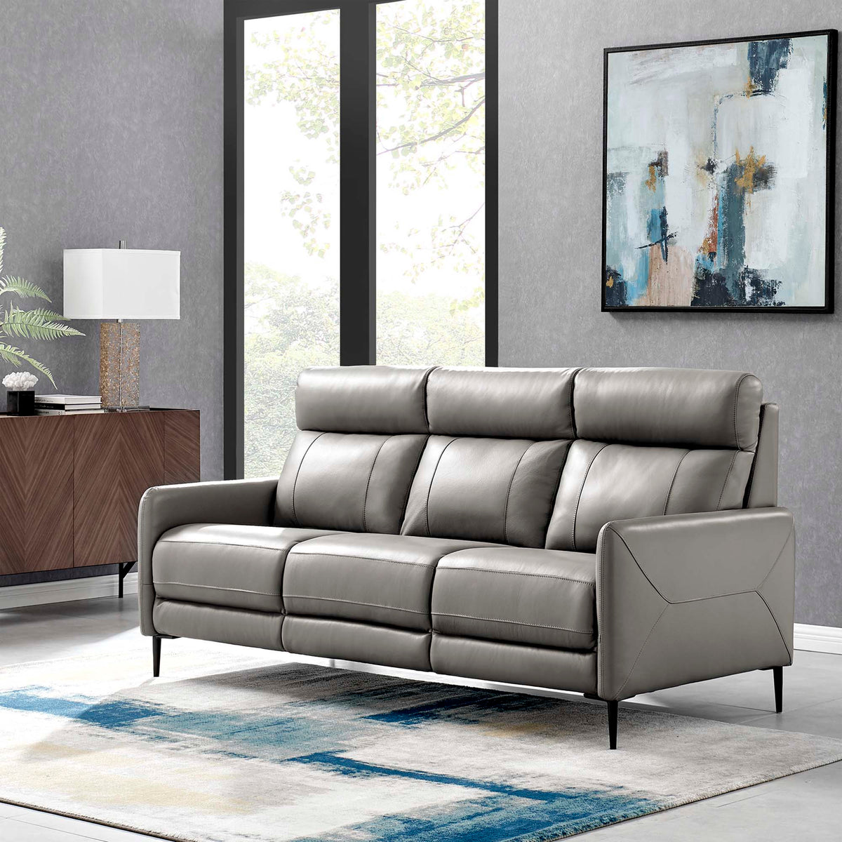 Huxley Leather Sofa - Gray