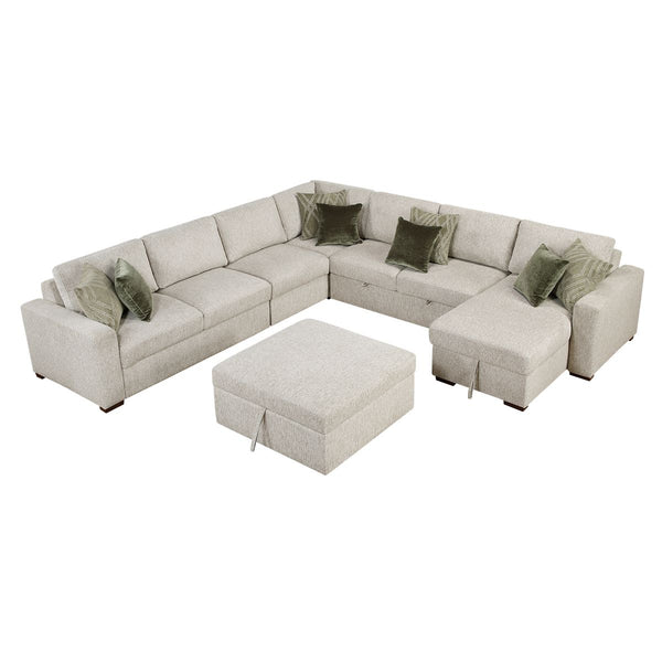 Isla 6-Piece Sectional with Reversible Chaise, Pull-out Bed and Ottoman