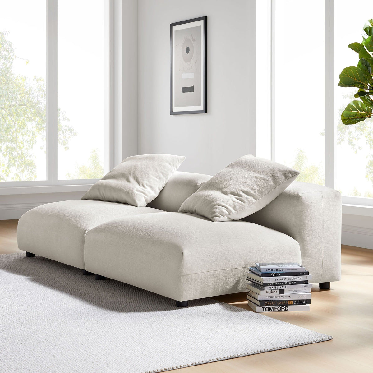 Solace 2-Piece Modular Upholstered Fabric Sofa - Salt
