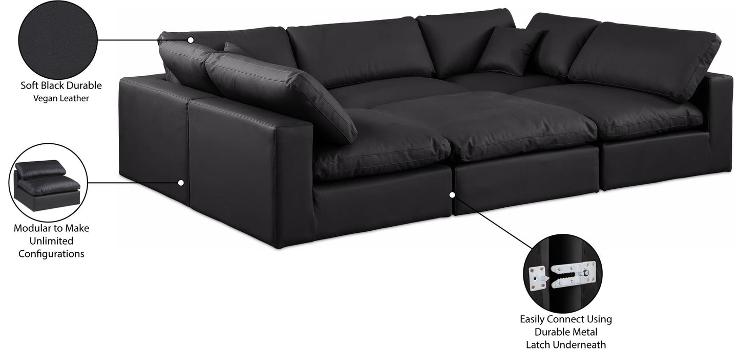 Comfy - 6 Piece Faux Leather Sectional