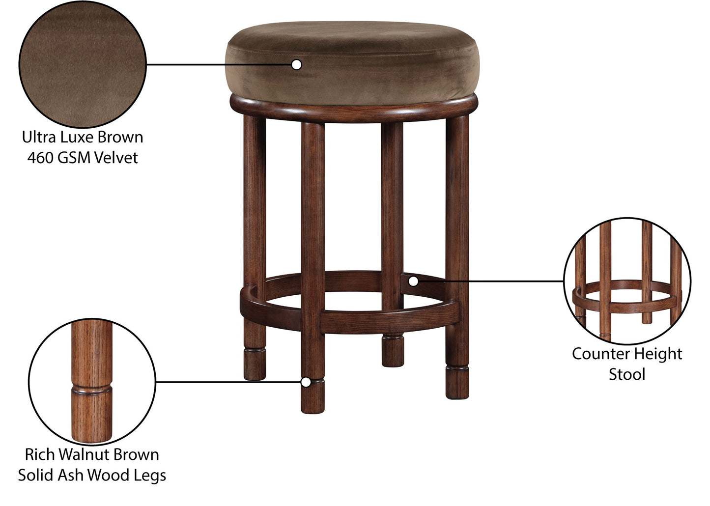 Monette - Counter Stool With Brown Base