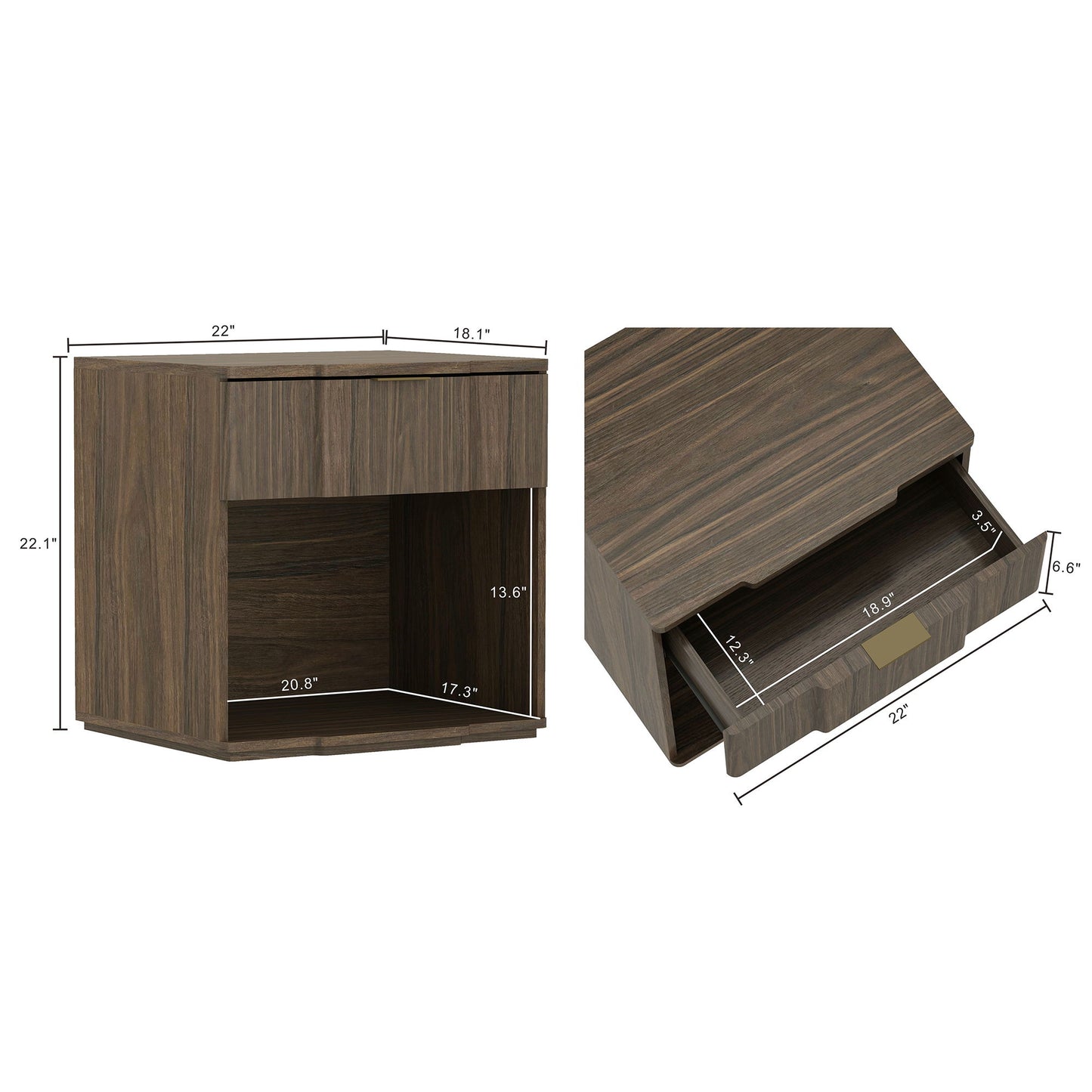 Manhattan Clive - 1-Drawer Nightstand