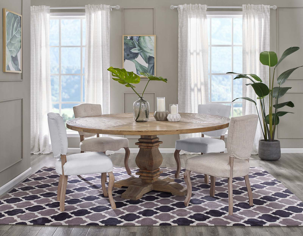 Column 71" Round Pine Wood Dining Table - Brown
