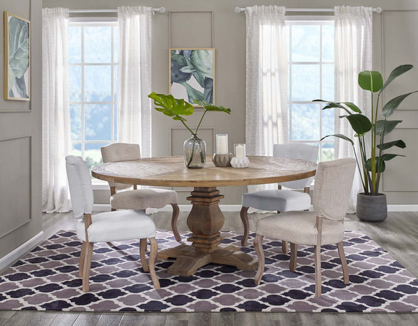 Column 71" Round Pine Wood Dining Table - Brown