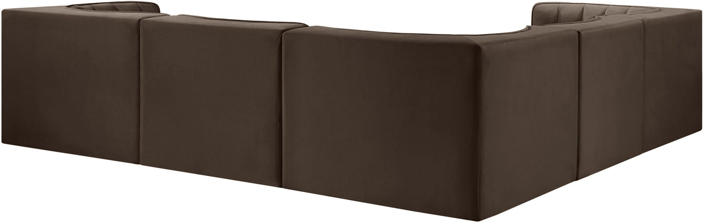 Rummi - Symmetrical Velvet Performance Fabric Upholstered 5 Piece Modular Sectional