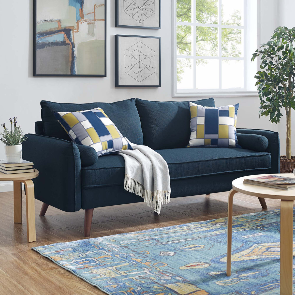 Revive Upholstered Fabric Sofa - Azure