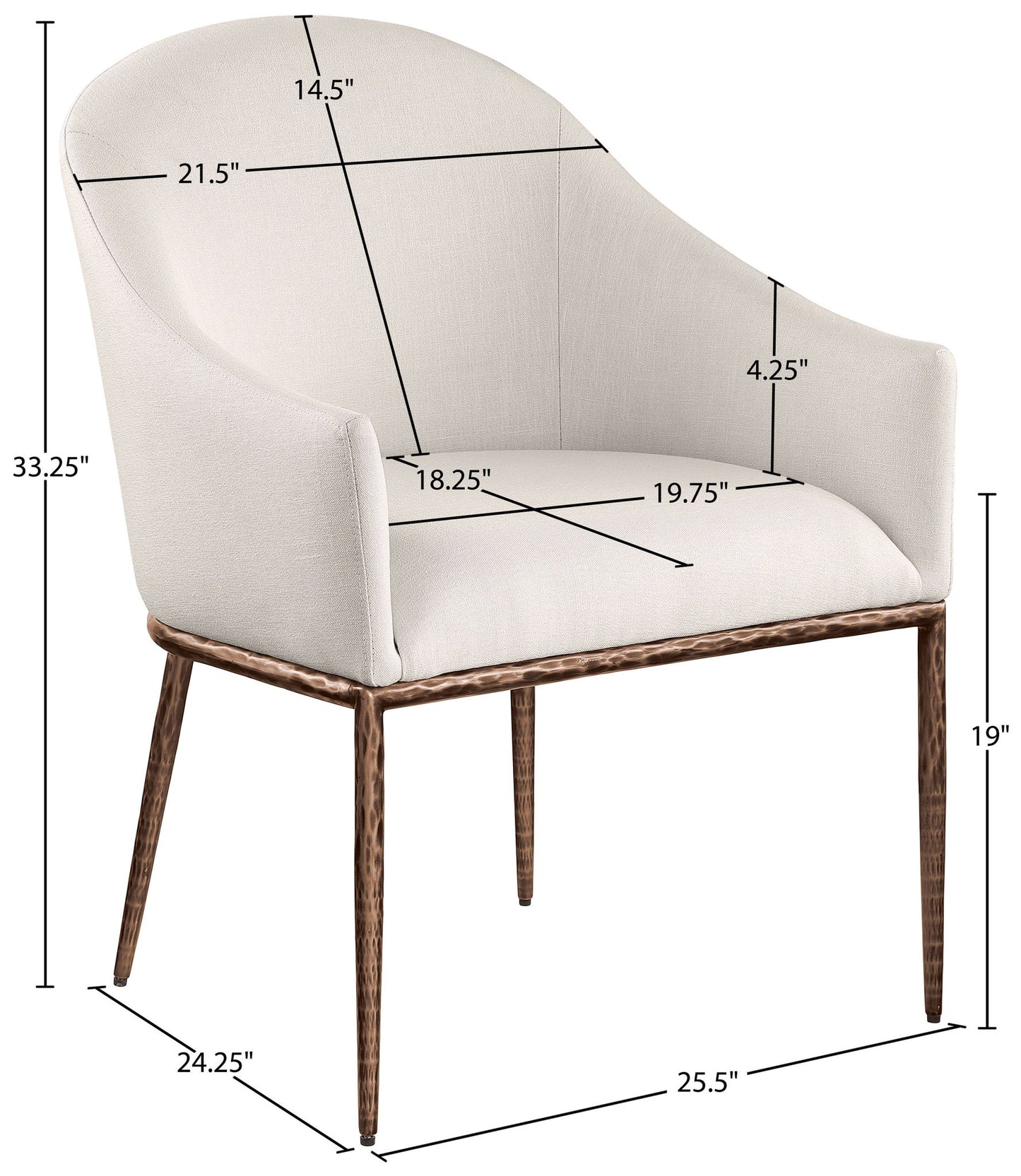 Ferro - Upholstered Dining Arm Chair With Brushed Bronze Legs
