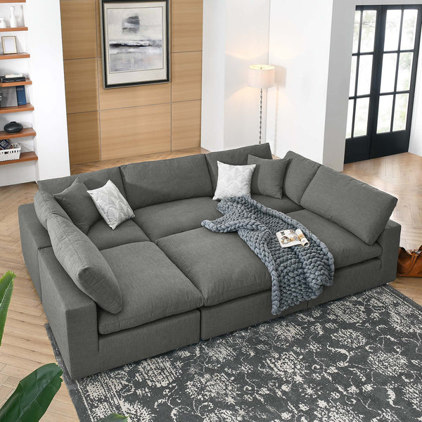 Commix 6-Piece Down Filled Overstuffed Sectional Sofa - Gray