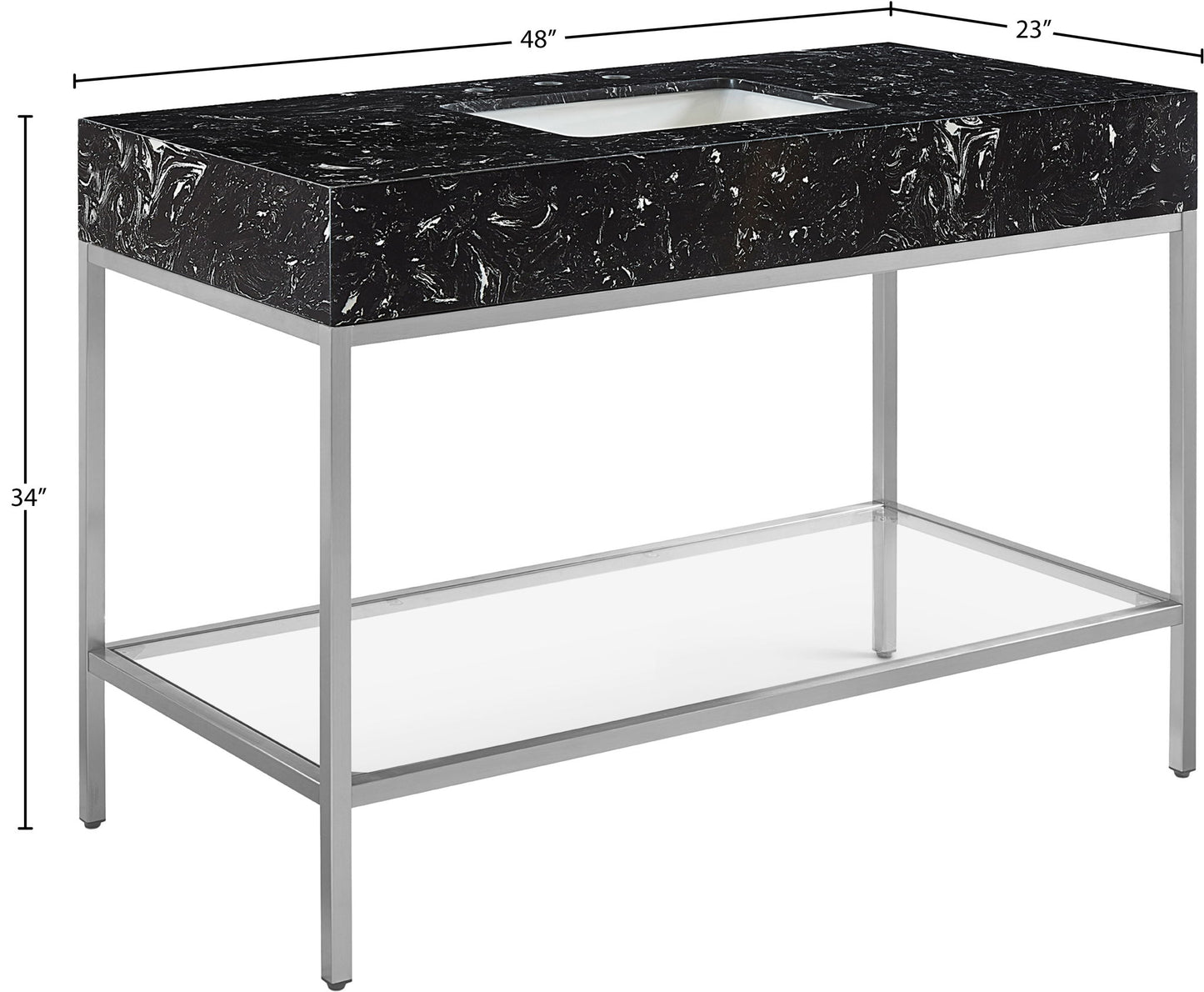 Marmo - Engineered Marble Bathroom Vanity With Chrome Base