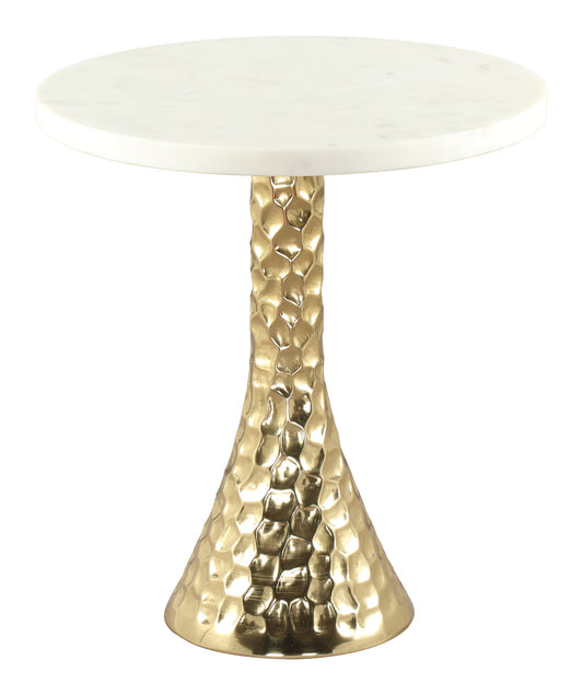 Lira - Accent Table - White / Gold