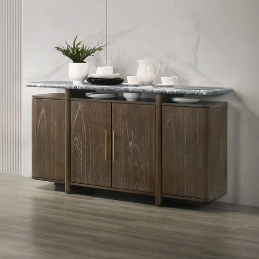 Dillon - Server With Marble Top - Natural / Walnut