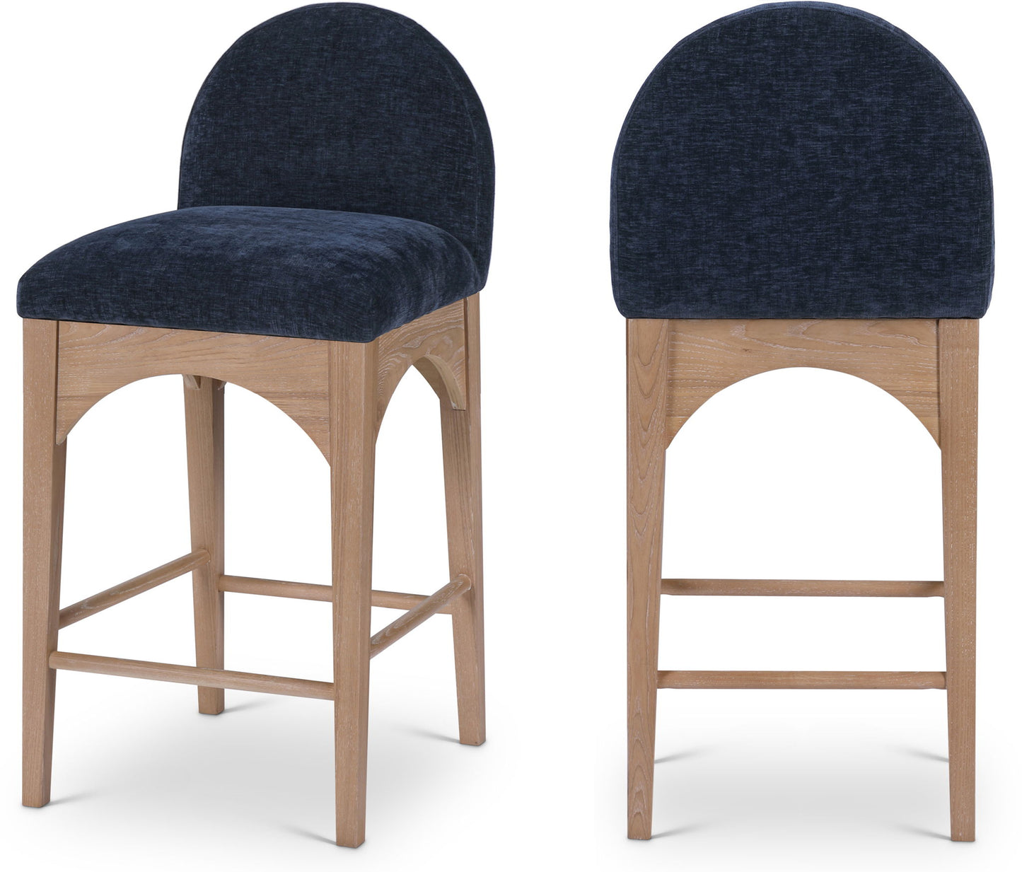 Waldorf - Chenille Stool With Natural Legs