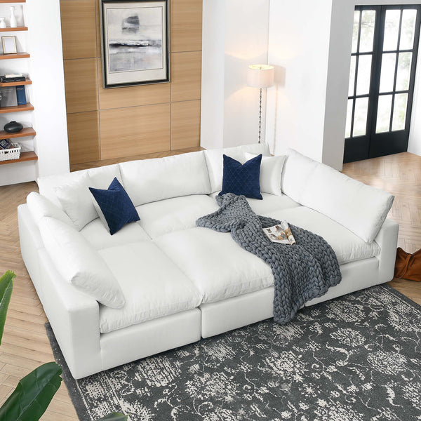 Commix 6-Piece Down Filled Overstuffed Sectional Sofa - Pure White