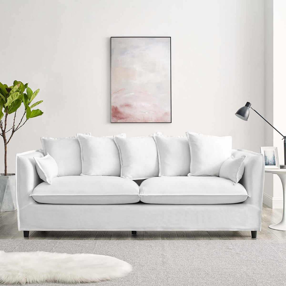Avalon Slipcover Fabric Sofa - White